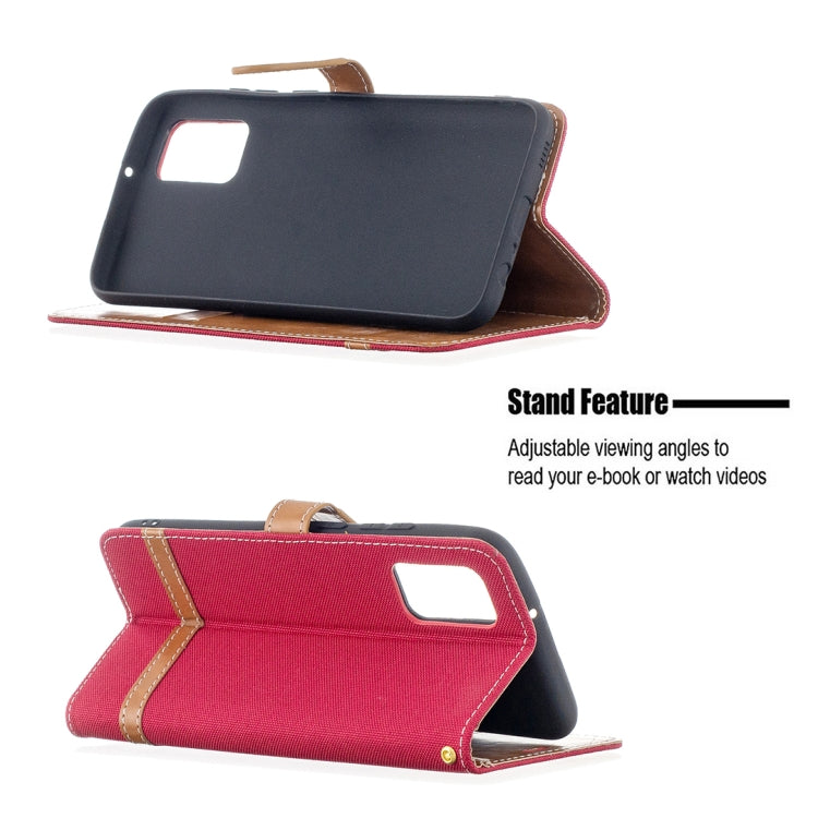 For Samsung Galaxy A02s (EU Version) Color Matching Denim Texture Horizontal Flip Leather Case with Holder & Card Slots & Wallet & Lanyard