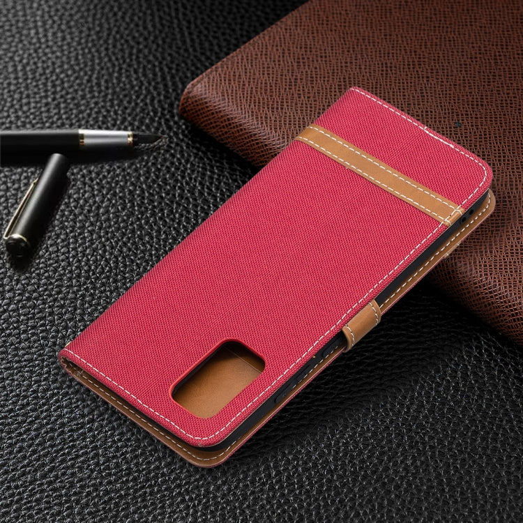 For Samsung Galaxy A02s (EU Version) Color Matching Denim Texture Horizontal Flip Leather Case with Holder & Card Slots & Wallet & Lanyard