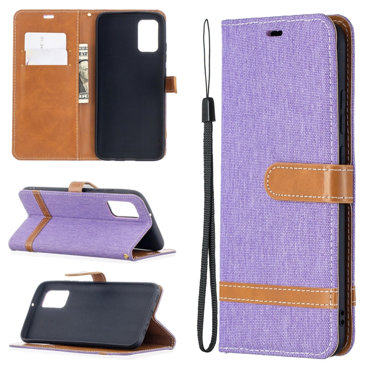 For Samsung Galaxy A02s (EU Version) Color Matching Denim Texture Horizontal Flip Leather Case with Holder & Card Slots & Wallet & Lanyard