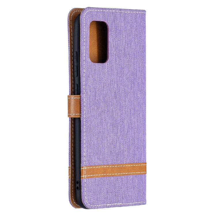 For Samsung Galaxy A02s (EU Version) Color Matching Denim Texture Horizontal Flip Leather Case with Holder & Card Slots & Wallet & Lanyard