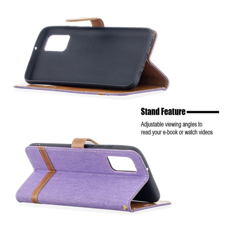 For Samsung Galaxy A02s (EU Version) Color Matching Denim Texture Horizontal Flip Leather Case with Holder & Card Slots & Wallet & Lanyard