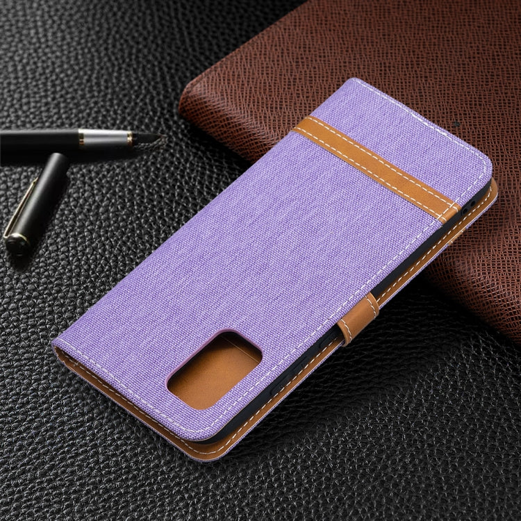 For Samsung Galaxy A02s (EU Version) Color Matching Denim Texture Horizontal Flip Leather Case with Holder & Card Slots & Wallet & Lanyard