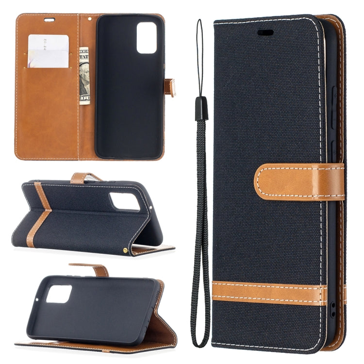 For Samsung Galaxy A02s (EU Version) Color Matching Denim Texture Horizontal Flip Leather Case with Holder & Card Slots & Wallet & Lanyard