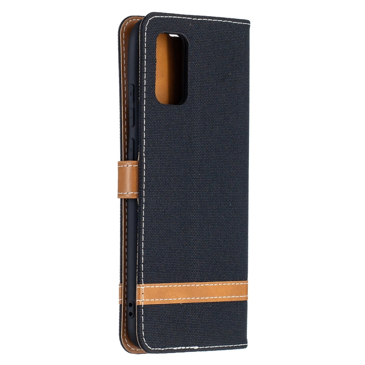 For Samsung Galaxy A02s (EU Version) Color Matching Denim Texture Horizontal Flip Leather Case with Holder & Card Slots & Wallet & Lanyard