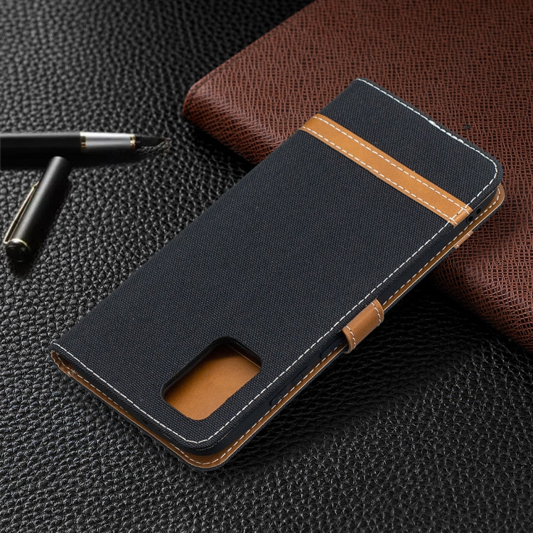 For Samsung Galaxy A02s (EU Version) Color Matching Denim Texture Horizontal Flip Leather Case with Holder & Card Slots & Wallet & Lanyard