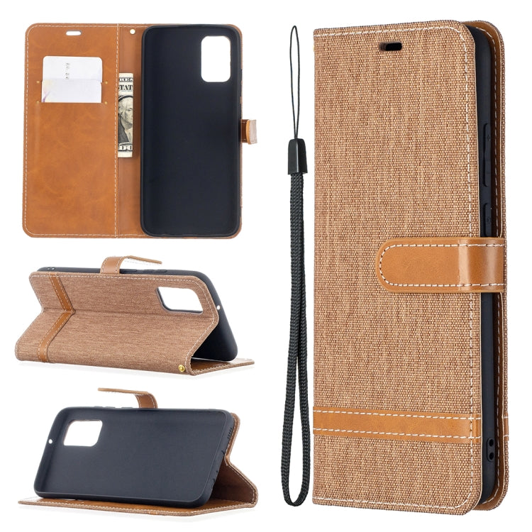 For Samsung Galaxy A02s (EU Version) Color Matching Denim Texture Horizontal Flip Leather Case with Holder & Card Slots & Wallet & Lanyard
