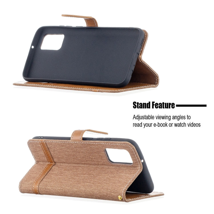 For Samsung Galaxy A02s (EU Version) Color Matching Denim Texture Horizontal Flip Leather Case with Holder & Card Slots & Wallet & Lanyard