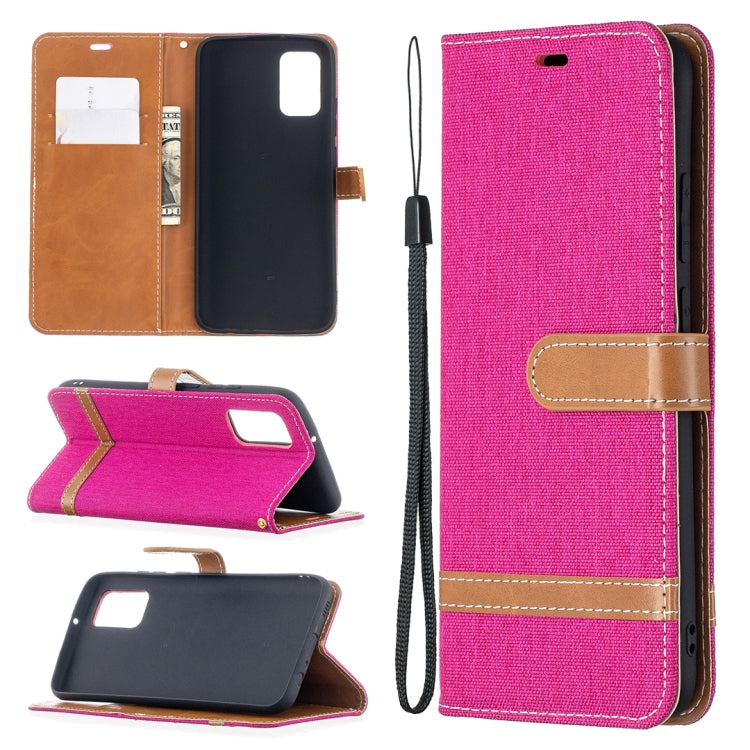For Samsung Galaxy A02s (EU Version) Color Matching Denim Texture Horizontal Flip Leather Case with Holder & Card Slots & Wallet & Lanyard