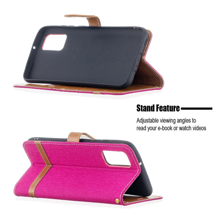 For Samsung Galaxy A02s (EU Version) Color Matching Denim Texture Horizontal Flip Leather Case with Holder & Card Slots & Wallet & Lanyard