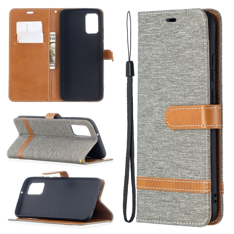 For Samsung Galaxy A02s (EU Version) Color Matching Denim Texture Horizontal Flip Leather Case with Holder & Card Slots & Wallet & Lanyard