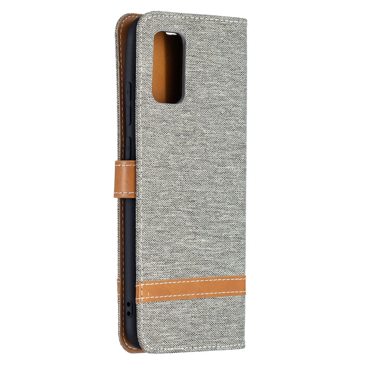 For Samsung Galaxy A02s (EU Version) Color Matching Denim Texture Horizontal Flip Leather Case with Holder & Card Slots & Wallet & Lanyard