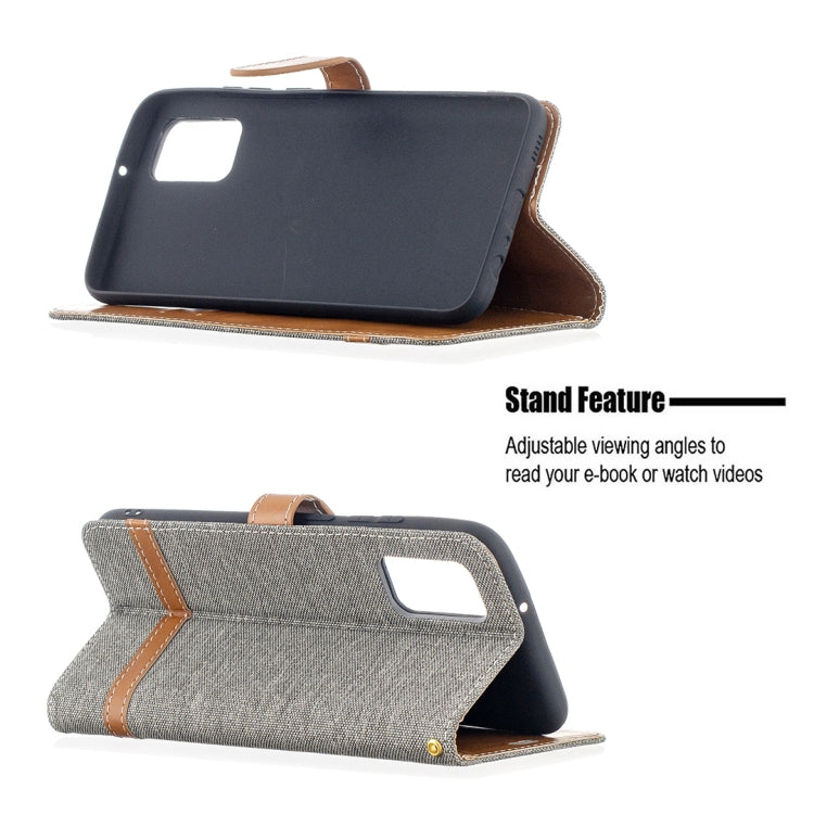 For Samsung Galaxy A02s (EU Version) Color Matching Denim Texture Horizontal Flip Leather Case with Holder & Card Slots & Wallet & Lanyard