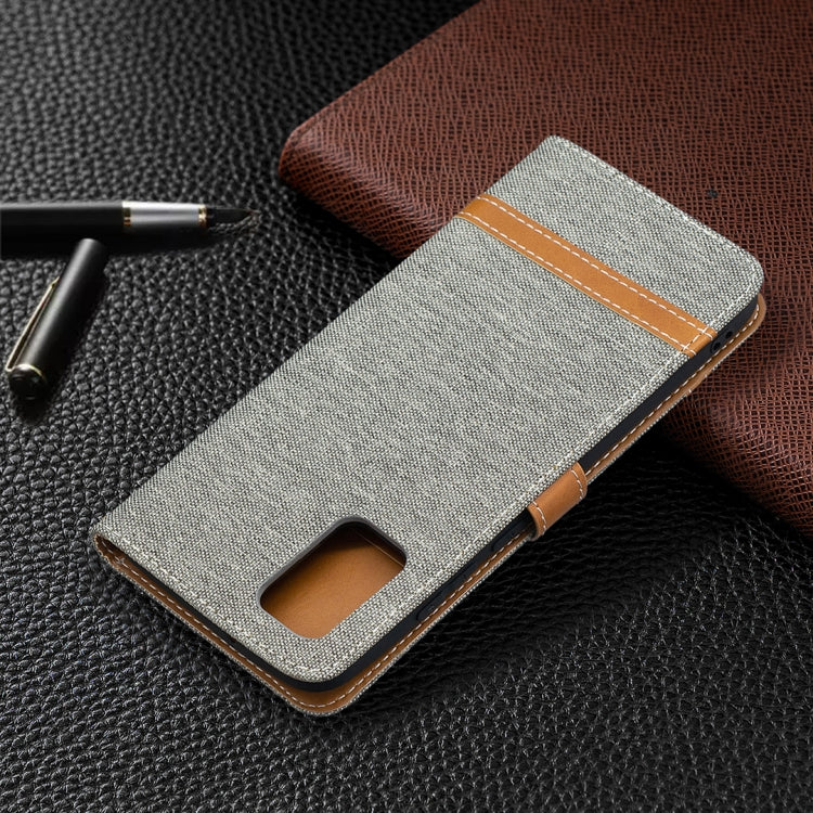 For Samsung Galaxy A02s (EU Version) Color Matching Denim Texture Horizontal Flip Leather Case with Holder & Card Slots & Wallet & Lanyard