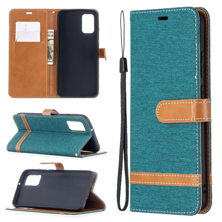 For Samsung Galaxy A02s (EU Version) Color Matching Denim Texture Horizontal Flip Leather Case with Holder & Card Slots & Wallet & Lanyard