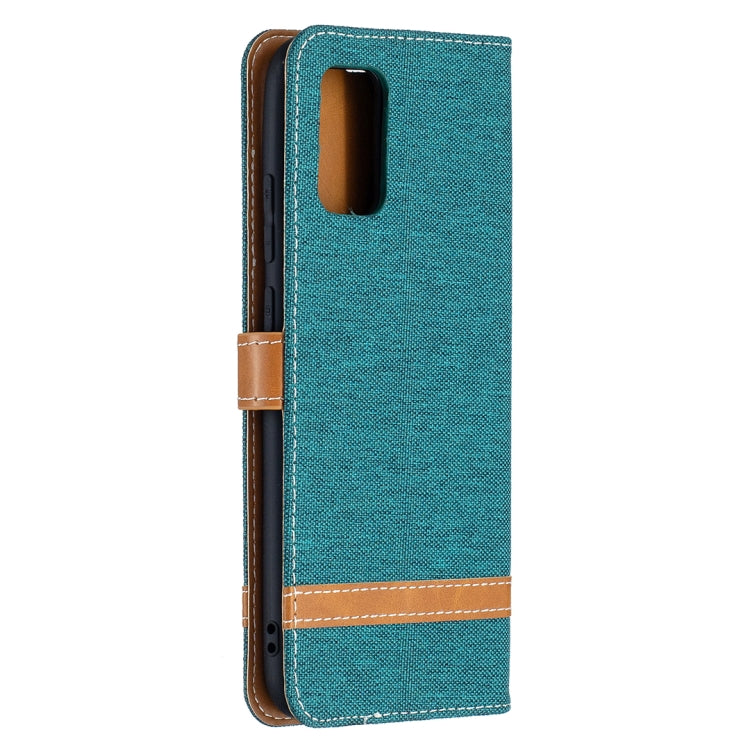 For Samsung Galaxy A02s (EU Version) Color Matching Denim Texture Horizontal Flip Leather Case with Holder & Card Slots & Wallet & Lanyard