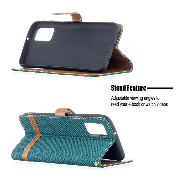 For Samsung Galaxy A02s (EU Version) Color Matching Denim Texture Horizontal Flip Leather Case with Holder & Card Slots & Wallet & Lanyard