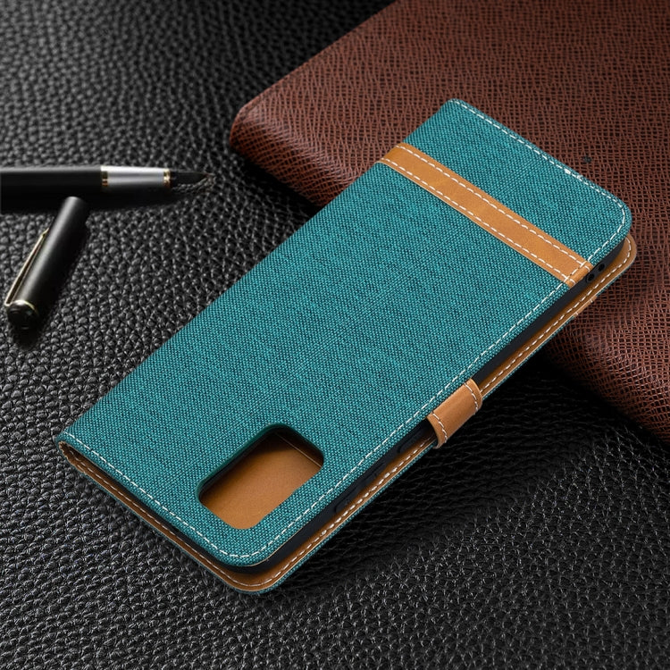 For Samsung Galaxy A02s (EU Version) Color Matching Denim Texture Horizontal Flip Leather Case with Holder & Card Slots & Wallet & Lanyard