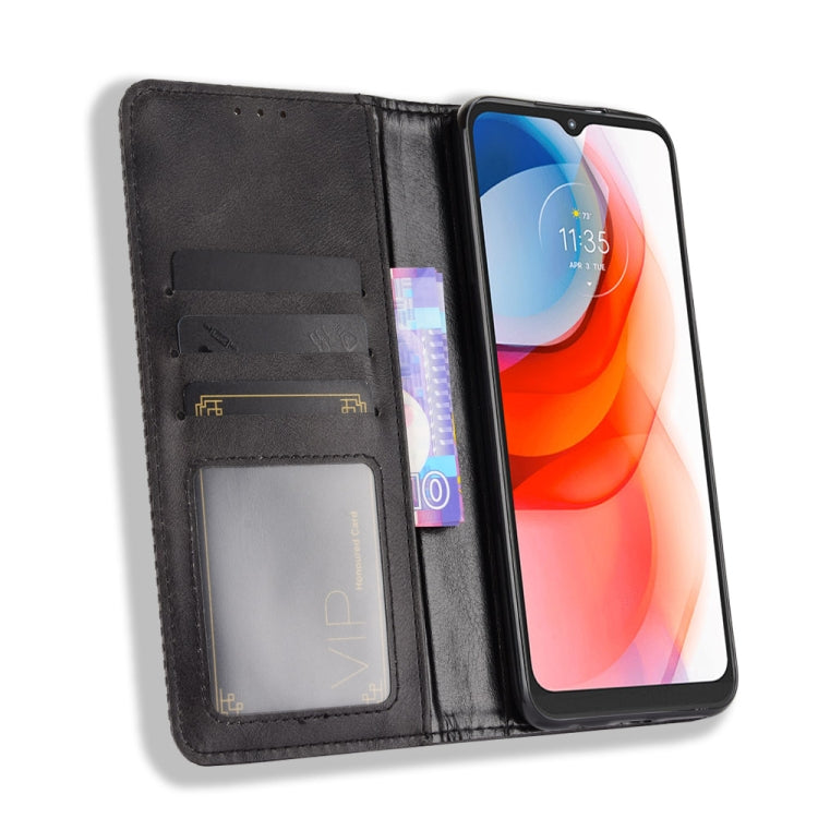 For Motorola Moto G Play (2021) Magnetic Buckle Retro Crazy Horse Texture Horizontal Flip Leather Case with Holder & Card Slots & Photo Frame