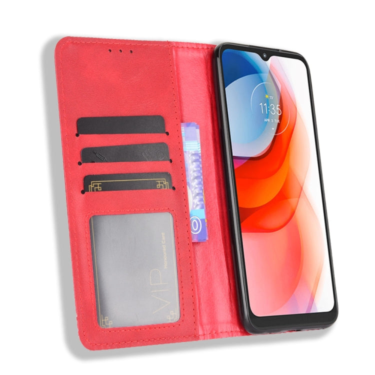 For Motorola Moto G Play (2021) Magnetic Buckle Retro Crazy Horse Texture Horizontal Flip Leather Case with Holder & Card Slots & Photo Frame