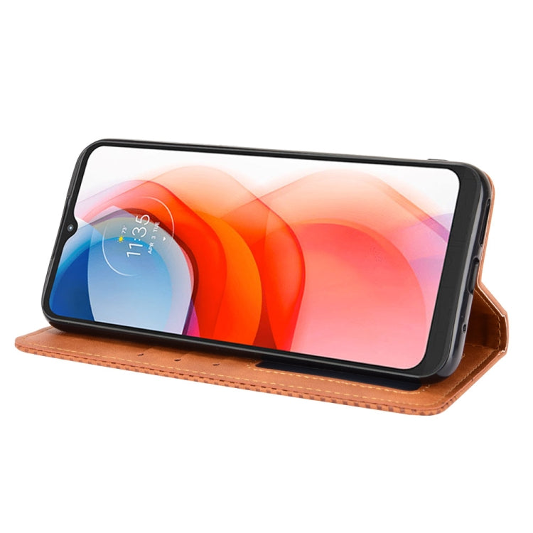 For Motorola Moto G Play (2021) Magnetic Buckle Retro Crazy Horse Texture Horizontal Flip Leather Case with Holder & Card Slots & Photo Frame