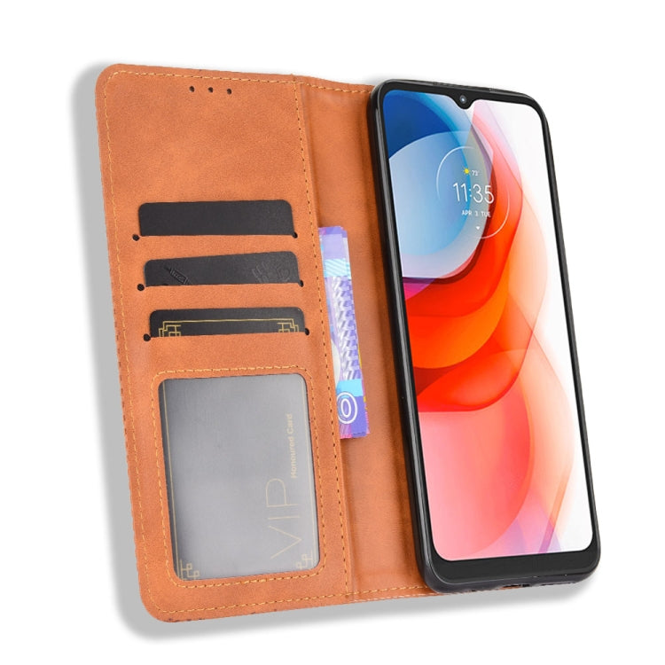 For Motorola Moto G Play (2021) Magnetic Buckle Retro Crazy Horse Texture Horizontal Flip Leather Case with Holder & Card Slots & Photo Frame