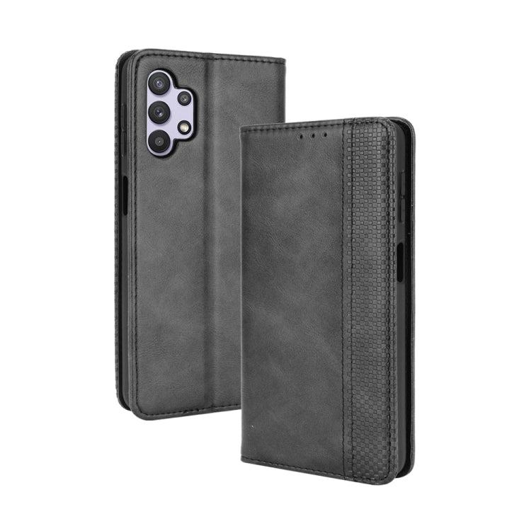 For Samsung Galaxy A32 5G Magnetic Buckle Retro Crazy Horse Texture Horizontal Flip Leather Case with Holder & Card Slots & Photo Frame