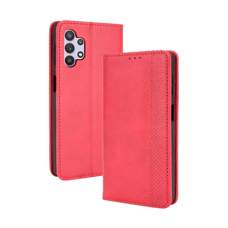 For Samsung Galaxy A32 5G Magnetic Buckle Retro Crazy Horse Texture Horizontal Flip Leather Case with Holder & Card Slots & Photo Frame