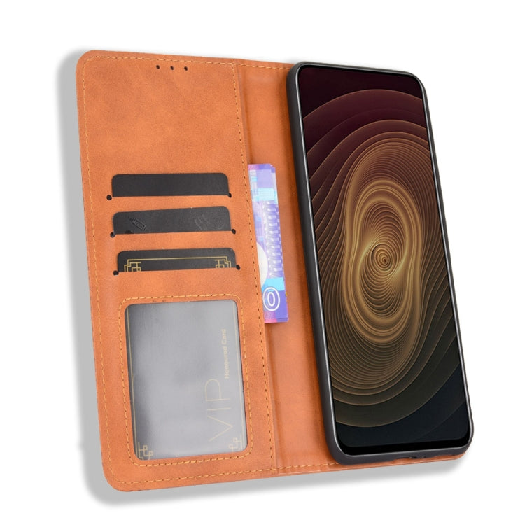 For ZTE Axon 20 5G / Axon 20 4G Magnetic Buckle Retro Crazy Horse Texture Horizontal Flip Leather Case with Holder & Card Slots & Photo Frame