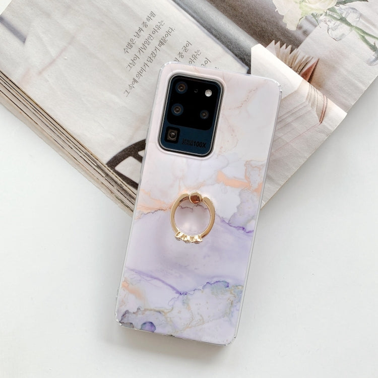 For Samsung Galaxy S20 FE Marble Pattern Protective Case with Ring Holder