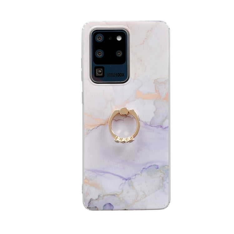 For Samsung Galaxy S20 FE Marble Pattern Protective Case with Ring Holder