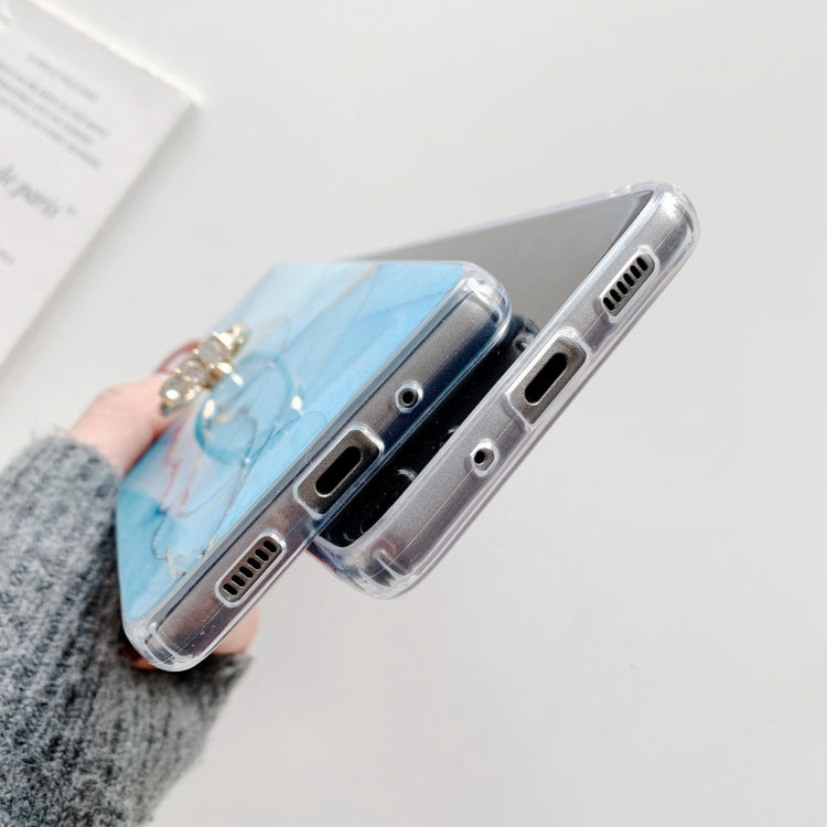 For Samsung Galaxy S21 5G Marble Pattern Protective Case with Ring Holder
