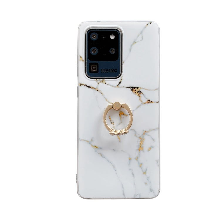 For Samsung Galaxy Note20 Marble Pattern Protective Case with Ring Holder