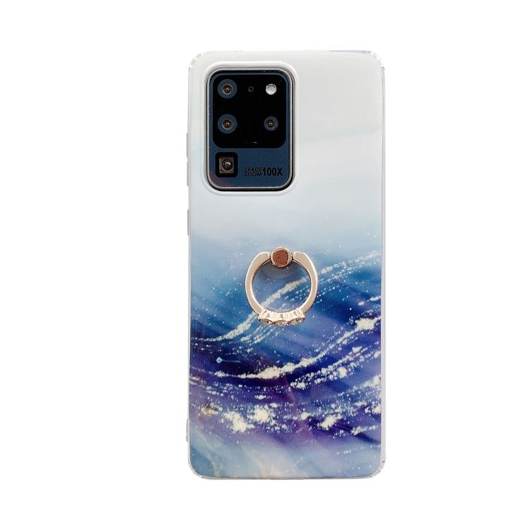 For Samsung Galaxy Note20 Marble Pattern Protective Case with Ring Holder