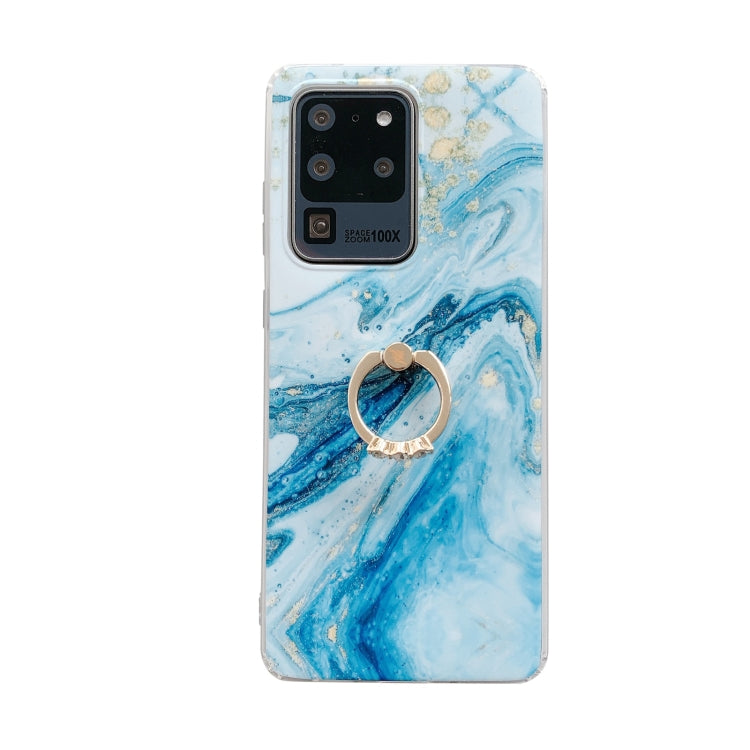 For Samsung Galaxy Note20 Marble Pattern Protective Case with Ring Holder