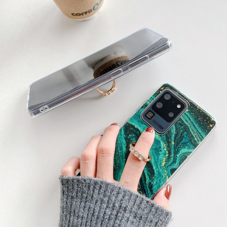 For Samsung Galaxy S21+ 5G Marble Pattern Protective Case with Ring Holder