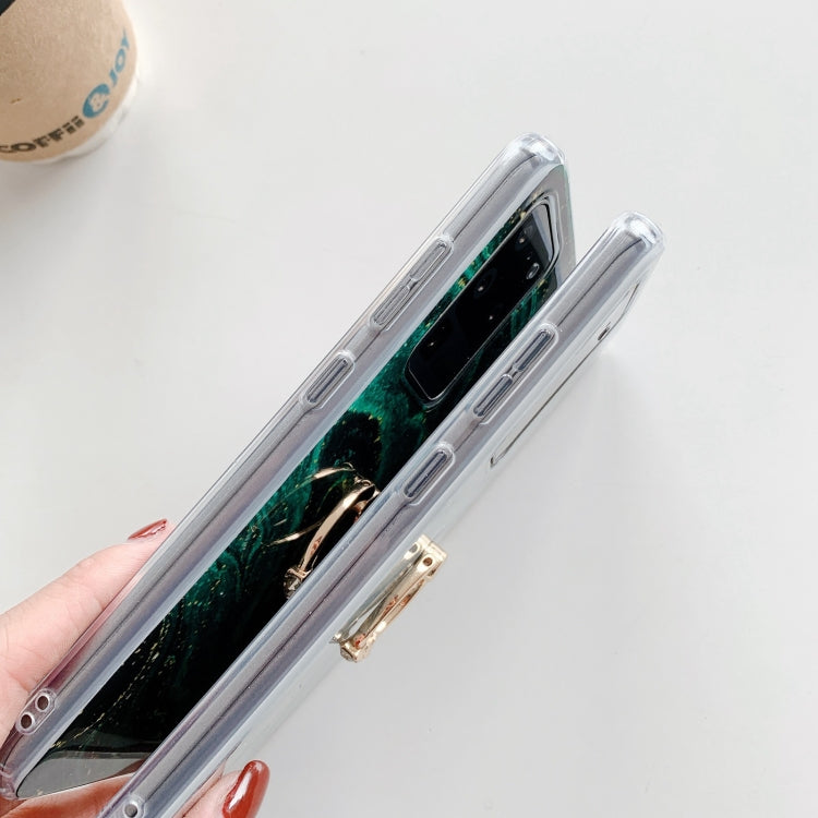 For Samsung Galaxy S21 Ultra 5G Marble Pattern Protective Case with Ring Holder