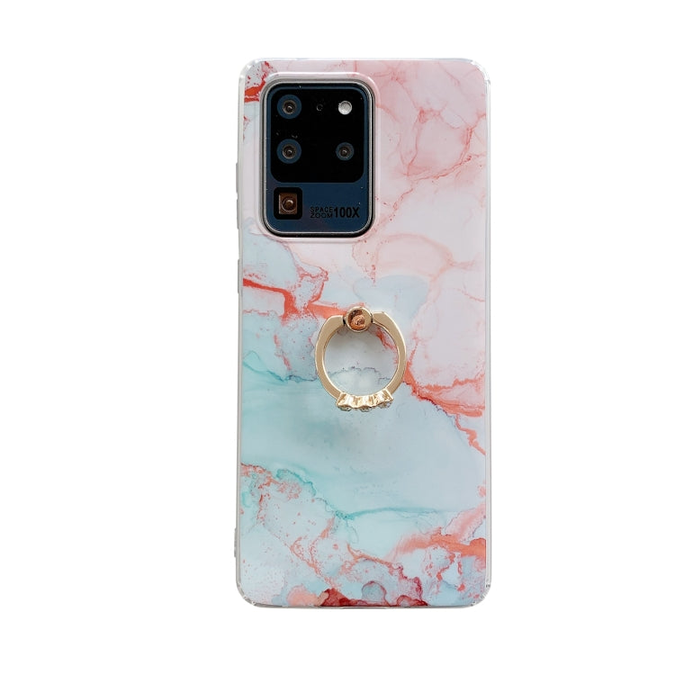For Samsung Galaxy Note20 Marble Pattern Protective Case with Ring Holder
