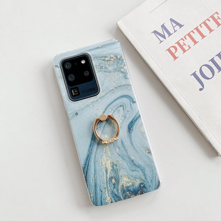 For Samsung Galaxy Note20 Marble Pattern Protective Case with Ring Holder