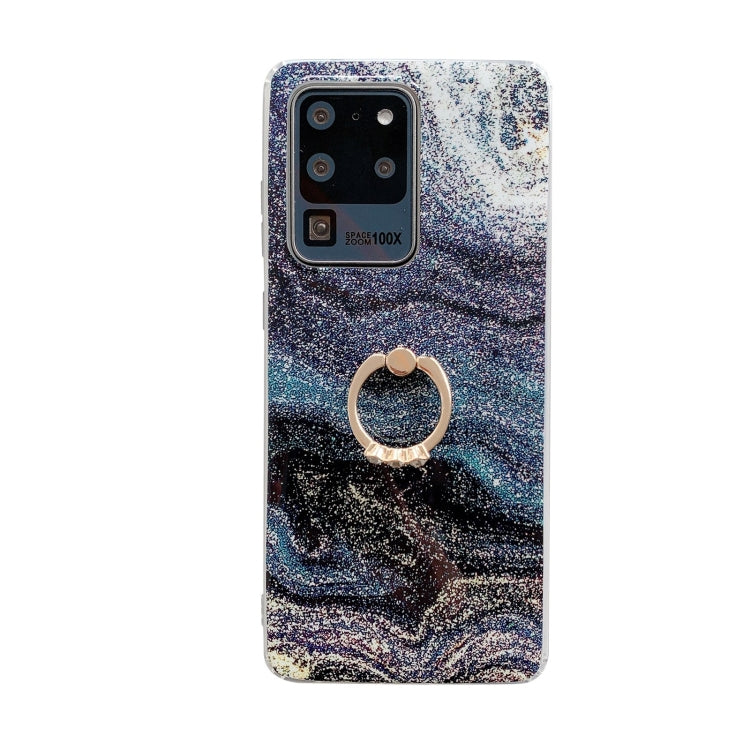 For Samsung Galaxy Note20 Ultra Marble Pattern Protective Case with Ring Holder