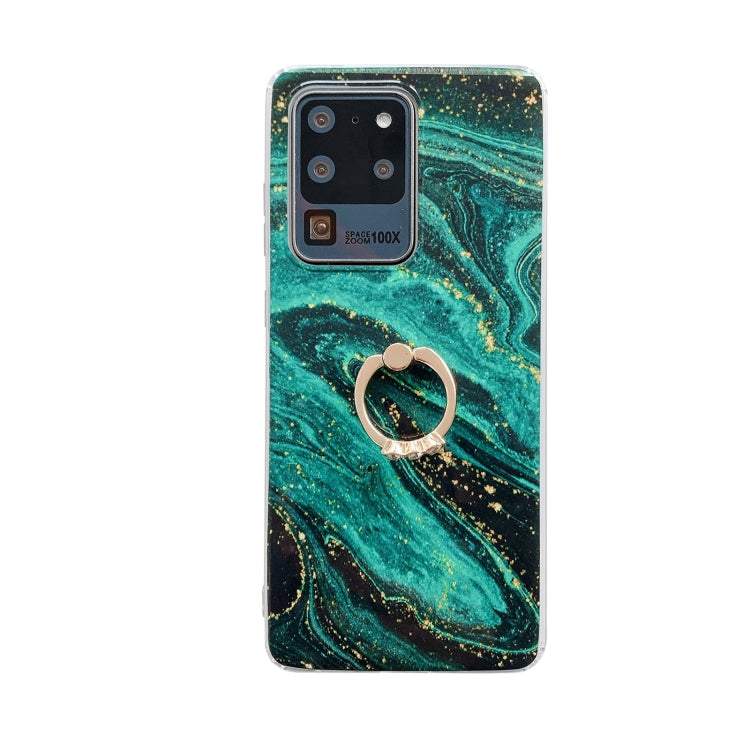 For Samsung Galaxy Note20 Ultra Marble Pattern Protective Case with Ring Holder