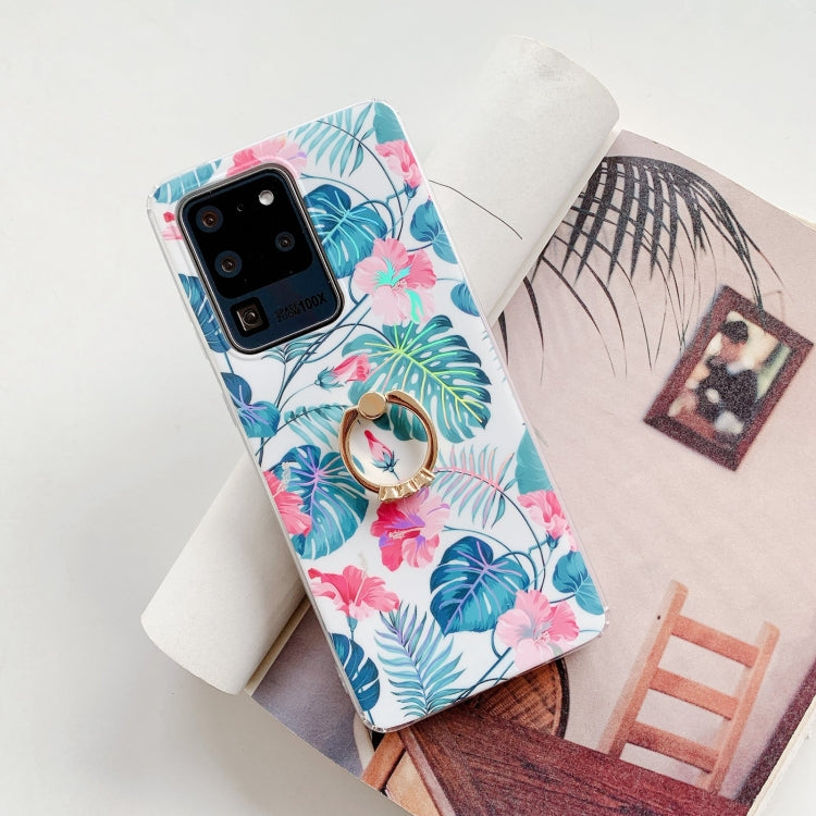 For Samsung Galaxy S21 5G Fashion Pattern Protective Case with Ring Holder