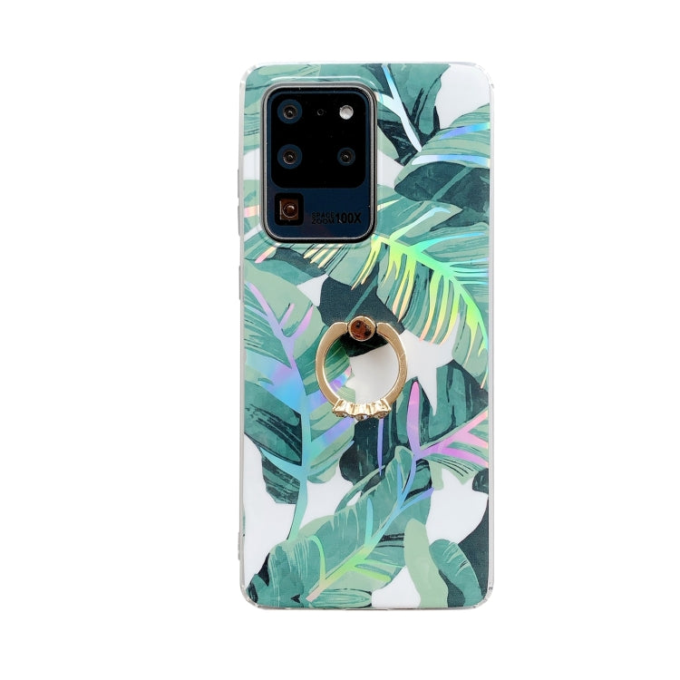 For Samsung Galaxy S21 Ultra 5G Fashion Pattern Protective Case with Ring Holder