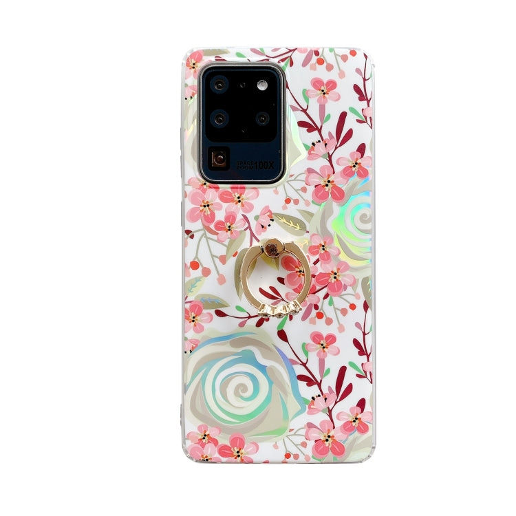For Samsung Galaxy S21 Ultra 5G Fashion Pattern Protective Case with Ring Holder