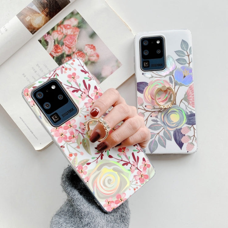 For Samsung Galaxy S21 Ultra 5G Fashion Pattern Protective Case with Ring Holder
