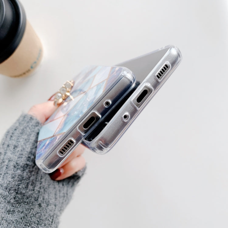 For Samsung Galaxy S20 FE Colorful Marble Pattern Protective Case with Ring Holder