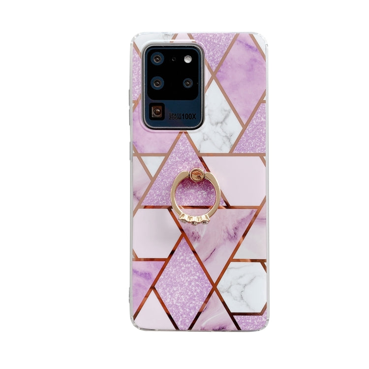 For Samsung Galaxy S20 FE Colorful Marble Pattern Protective Case with Ring Holder