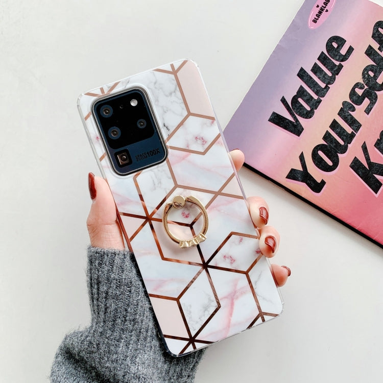 For Samsung Galaxy Note20 Ultra Colorful Marble Pattern Protective Case with Ring Holder