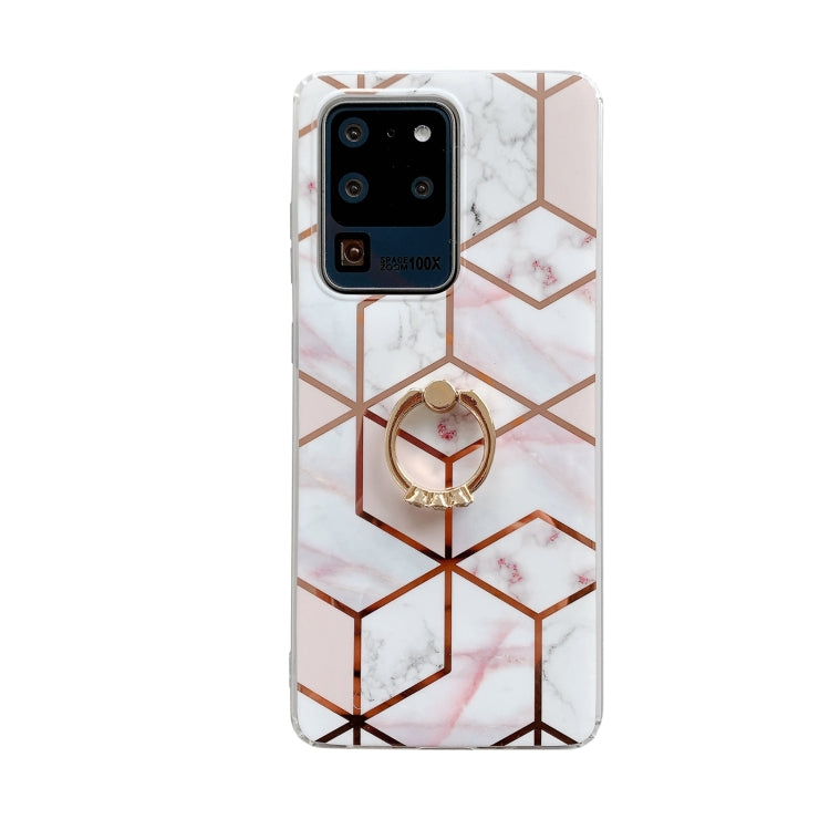 For Samsung Galaxy Note20 Ultra Colorful Marble Pattern Protective Case with Ring Holder