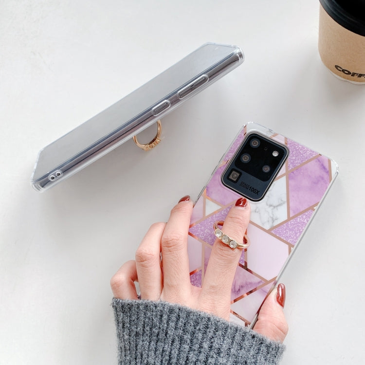 For Samsung Galaxy Note20 Ultra Colorful Marble Pattern Protective Case with Ring Holder