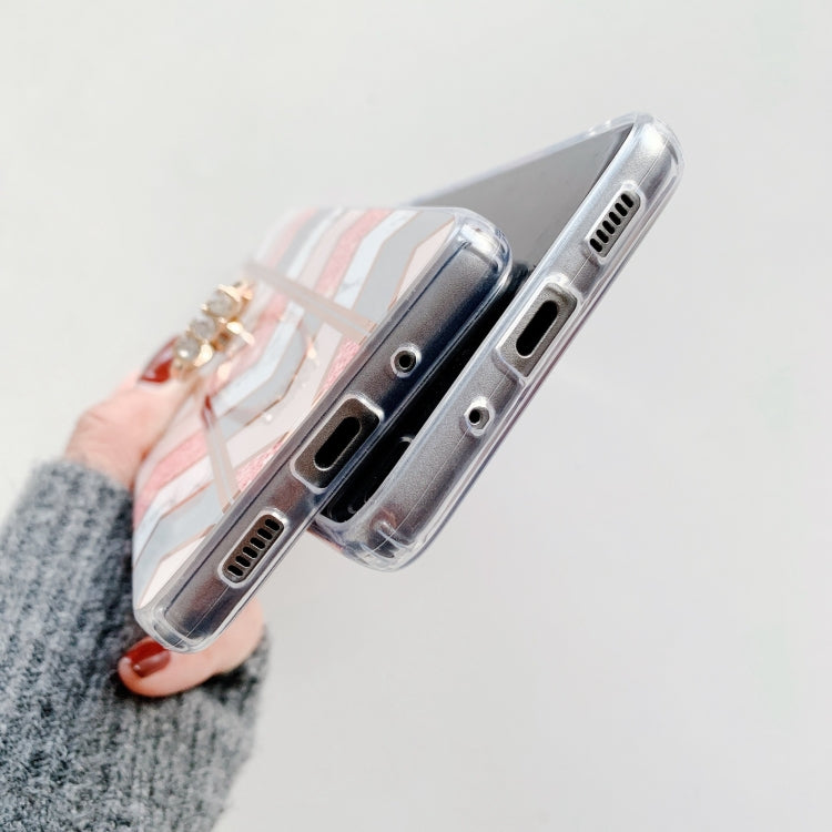 For Samsung Galaxy Note20 Colorful Marble Pattern Protective Case with Ring Holder